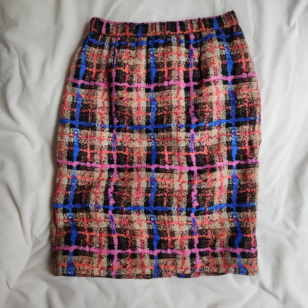 Jcrew Silk Pencil Skirt Multicolor Sz 4 Nwt Retail $240